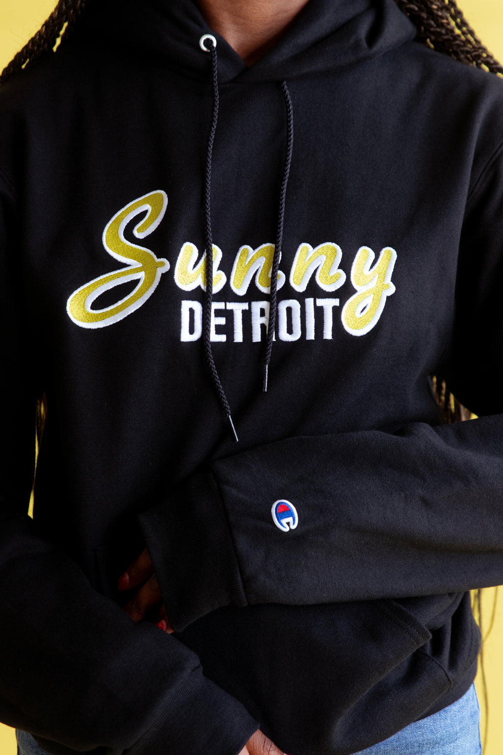 SUNNY DETROIT EMBROIDERED CHAMPION HOODIE