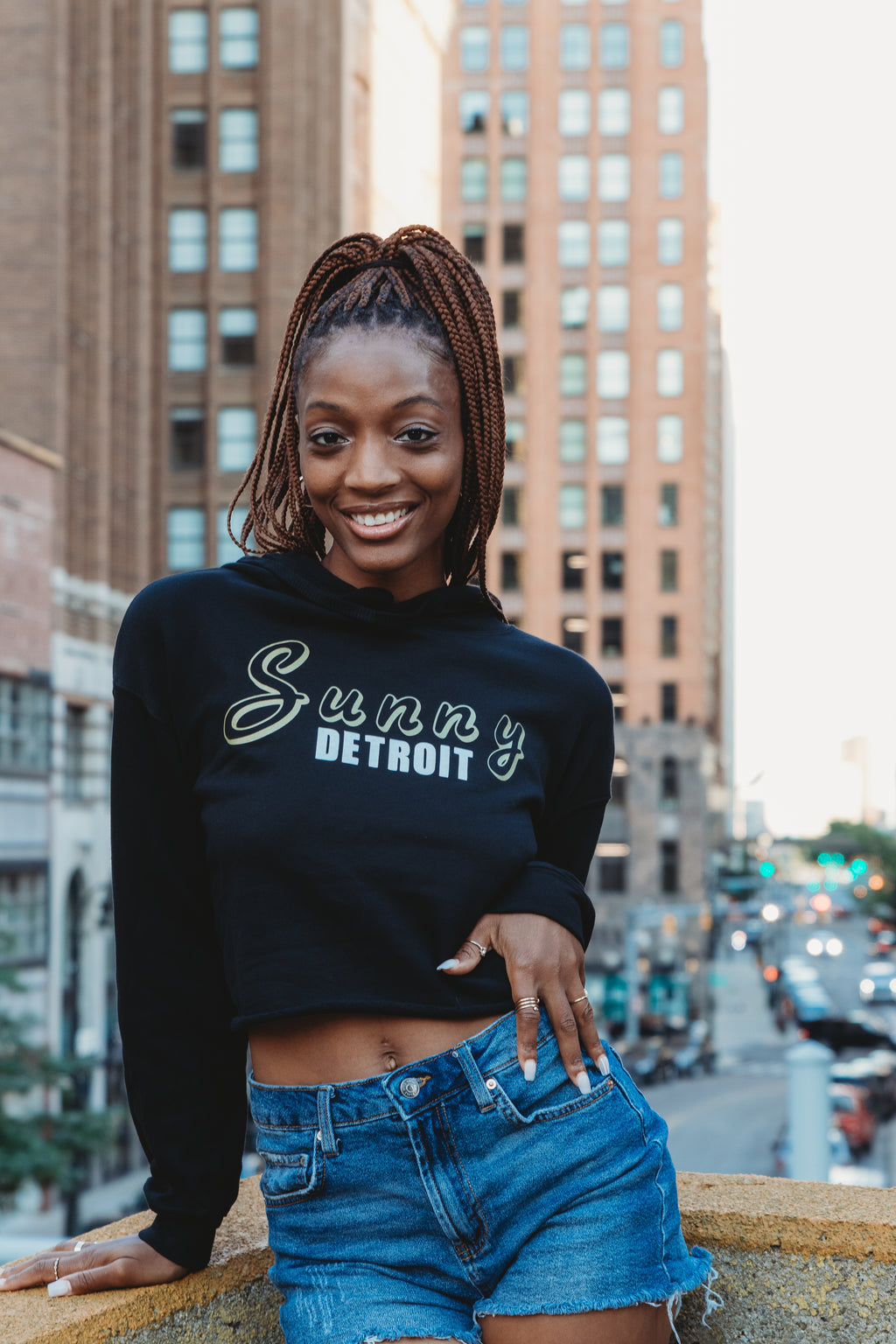 SUNNY DETROIT CROP HOODIE